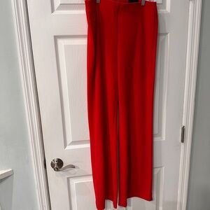 White House Black Market Red Wide-Leg Pants with Elegant Drape